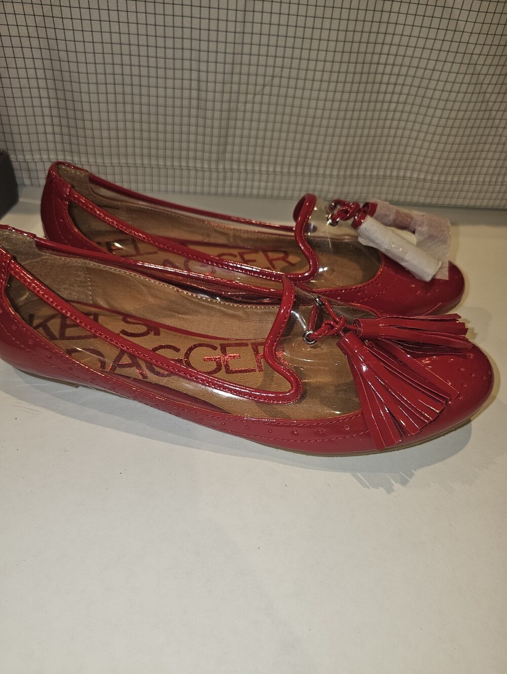 NWOT | 7.5M | Kelsi Dagger | Red Clear Mercy Patent Vinyl Tassel Ballet Flats